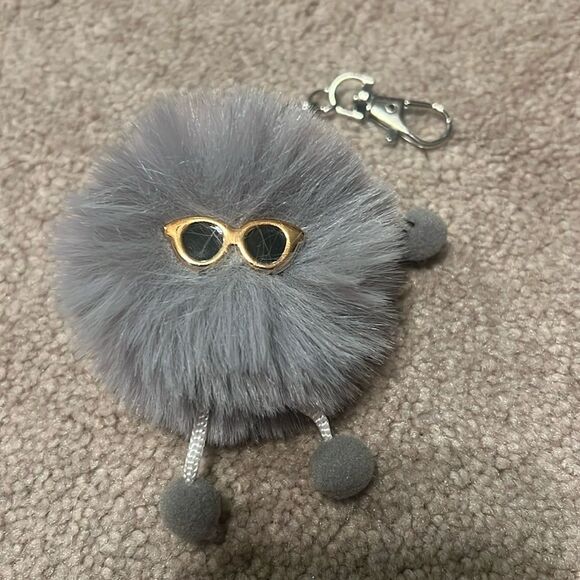 Accessories - NEW - FUZZY GREY MASCOT POM POM BAG CHARM KEY CHAIN